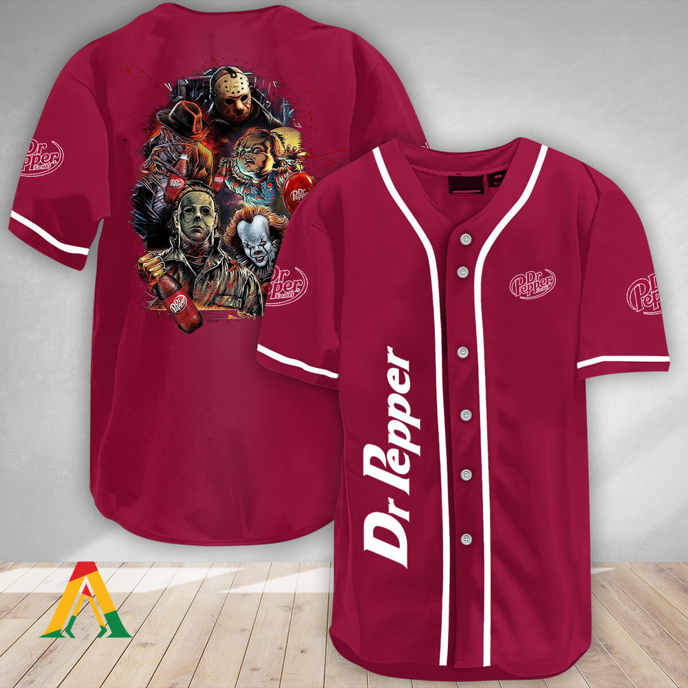 Halloween Horror Characters Dr Pepper Baseball Jersey Unisex Jersey Shirt for Men Women