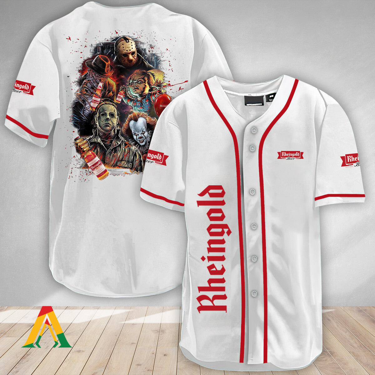 Halloween Horror Characters Rheingold Beer Baseball Jersey