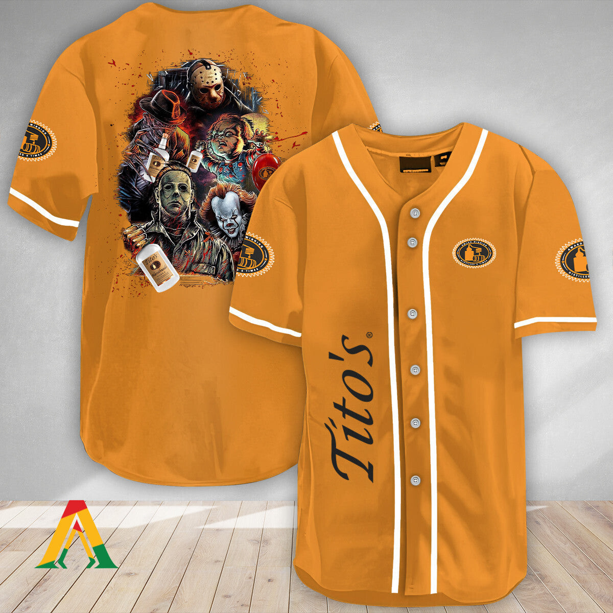 Halloween Horror Characters Titos Vodka Baseball Jersey