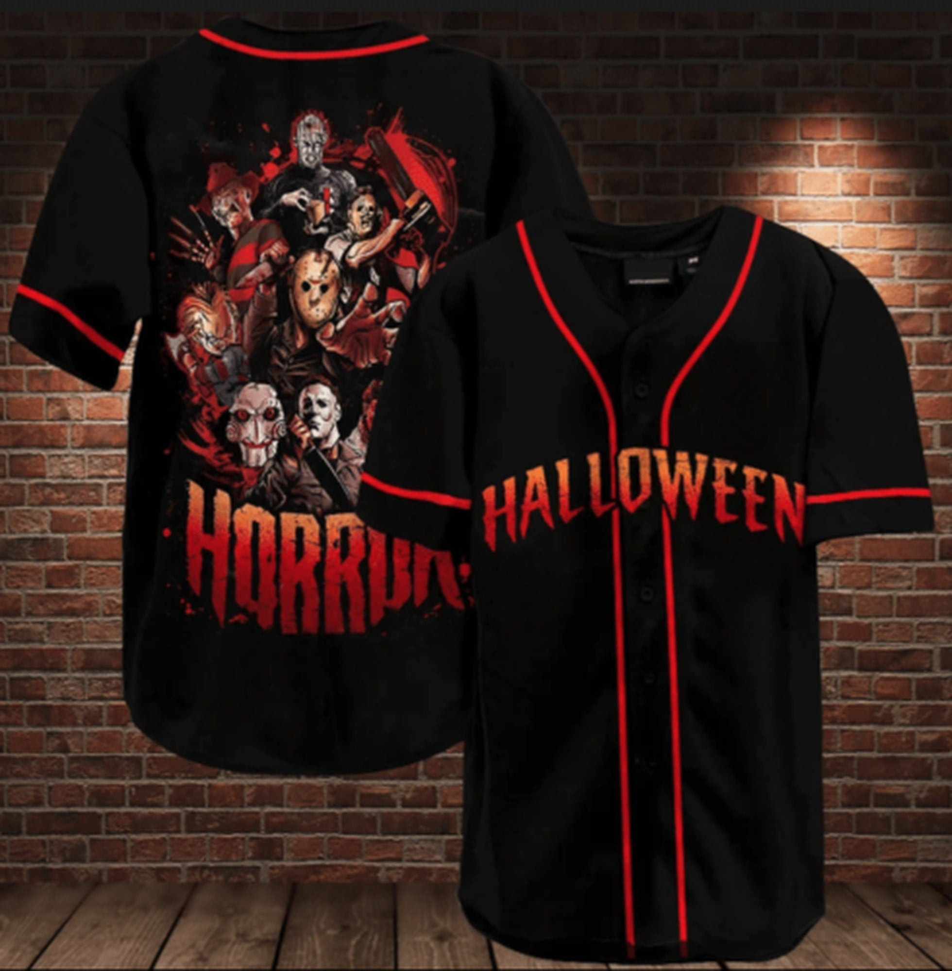 Halloween Horror Charaters Personalized Baseball Jersey