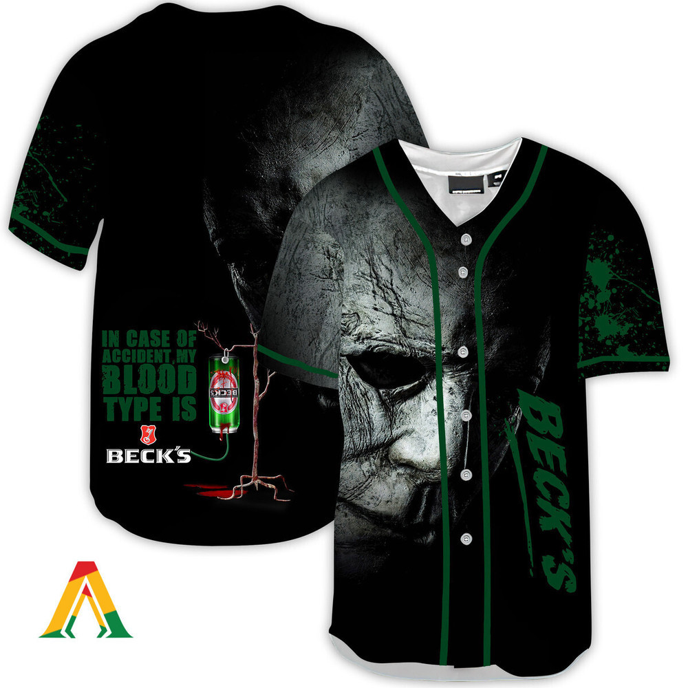 Halloween Horror Michael Myers Becks Beer Baseball Jersey Unisex Jersey Shirt for Men Women