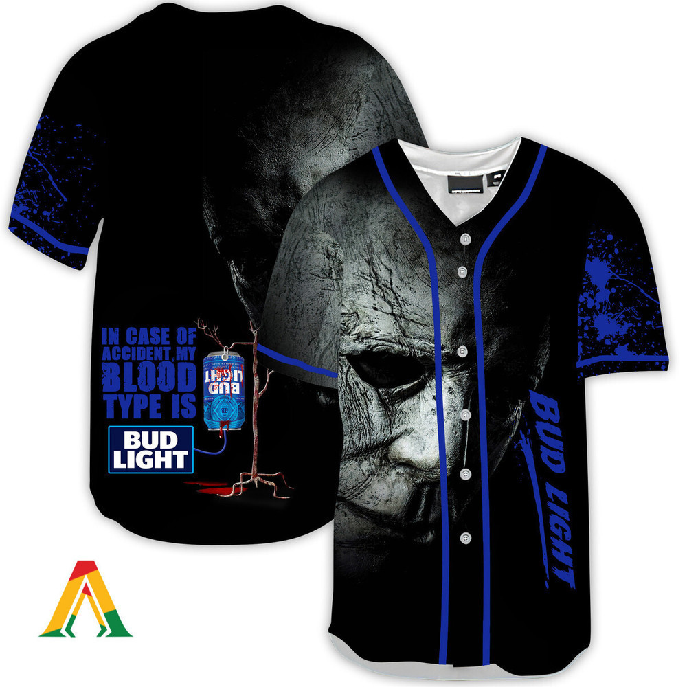 Halloween Horror Michael Myers Bud Light Baseball Jersey Unisex Jersey Shirt for Men Women