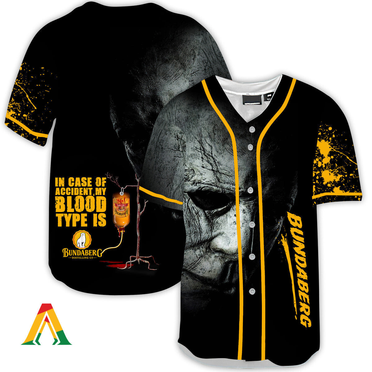 Halloween Horror Michael Myers Bundaberg Rum Baseball Jersey, Unisex Jersey Shirt for Men Women