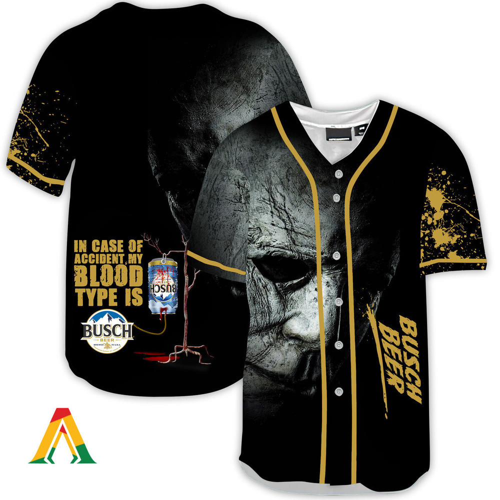 Halloween Horror Michael Myers Busch Beer Baseball Jersey Unisex Jersey Shirt for Men Women