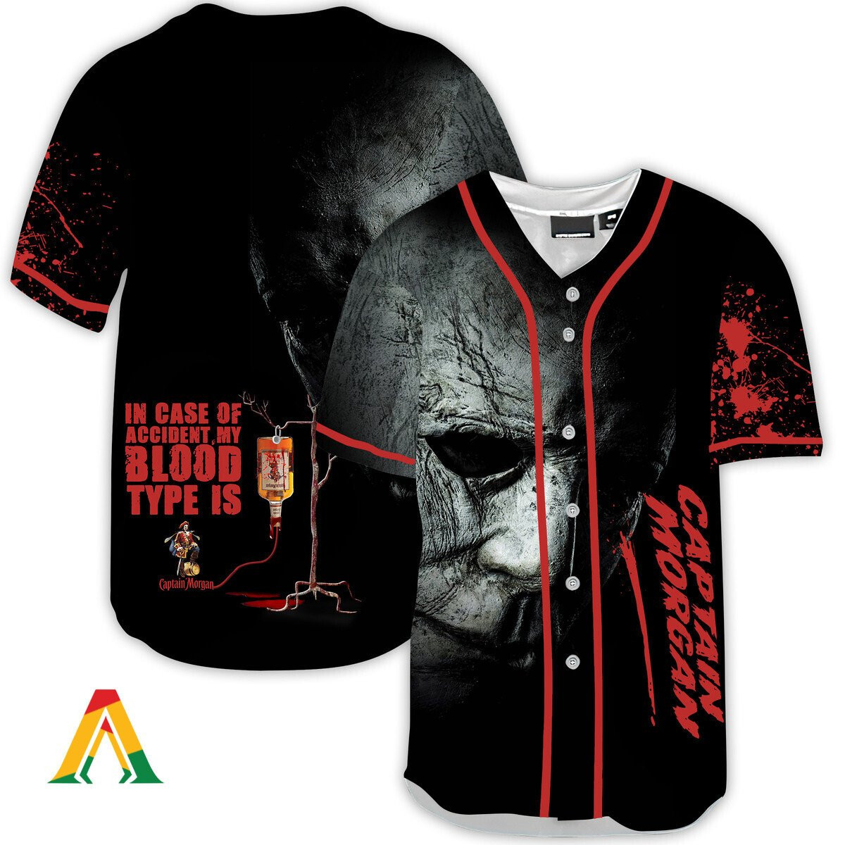 Halloween Horror Michael Myers Captain Morgan Baseball Jersey, Unisex Jersey Shirt for Men Women