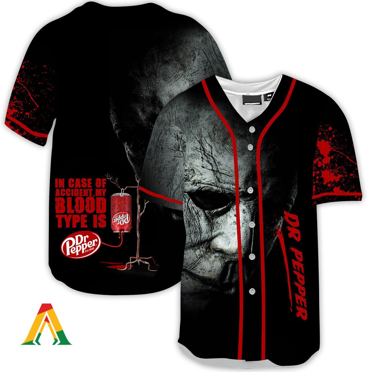 Halloween Horror Michael Myers Dr Pepper Baseball Jersey, Unisex Jersey Shirt for Men Women
