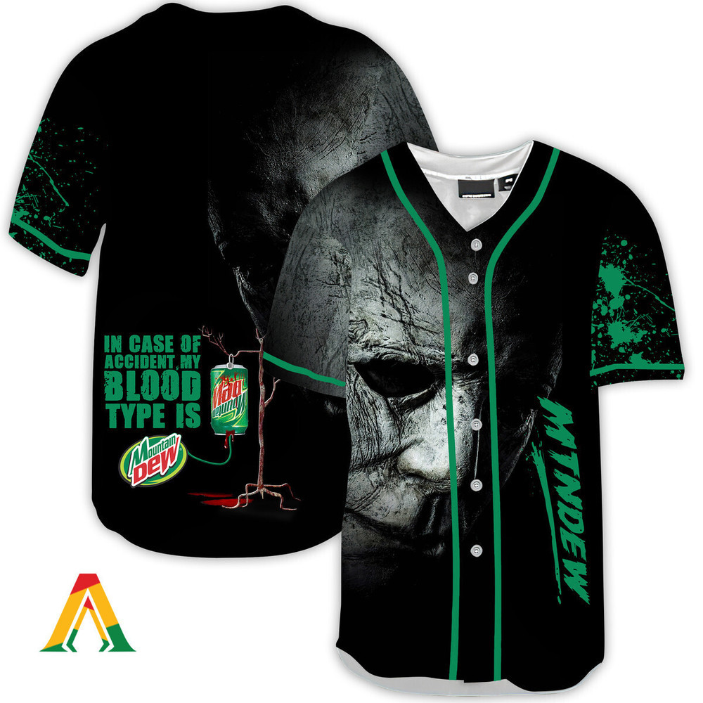 Halloween Horror Michael Myers Mountain Dew Baseball Jersey Unisex Jersey Shirt for Men Women