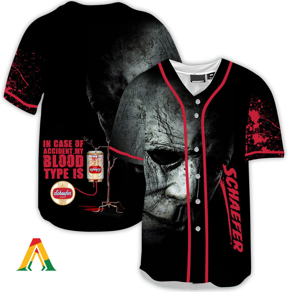 Halloween Horror Michael Myers Schaefer Beer Baseball Jersey Unisex Jersey Shirt for Men Women