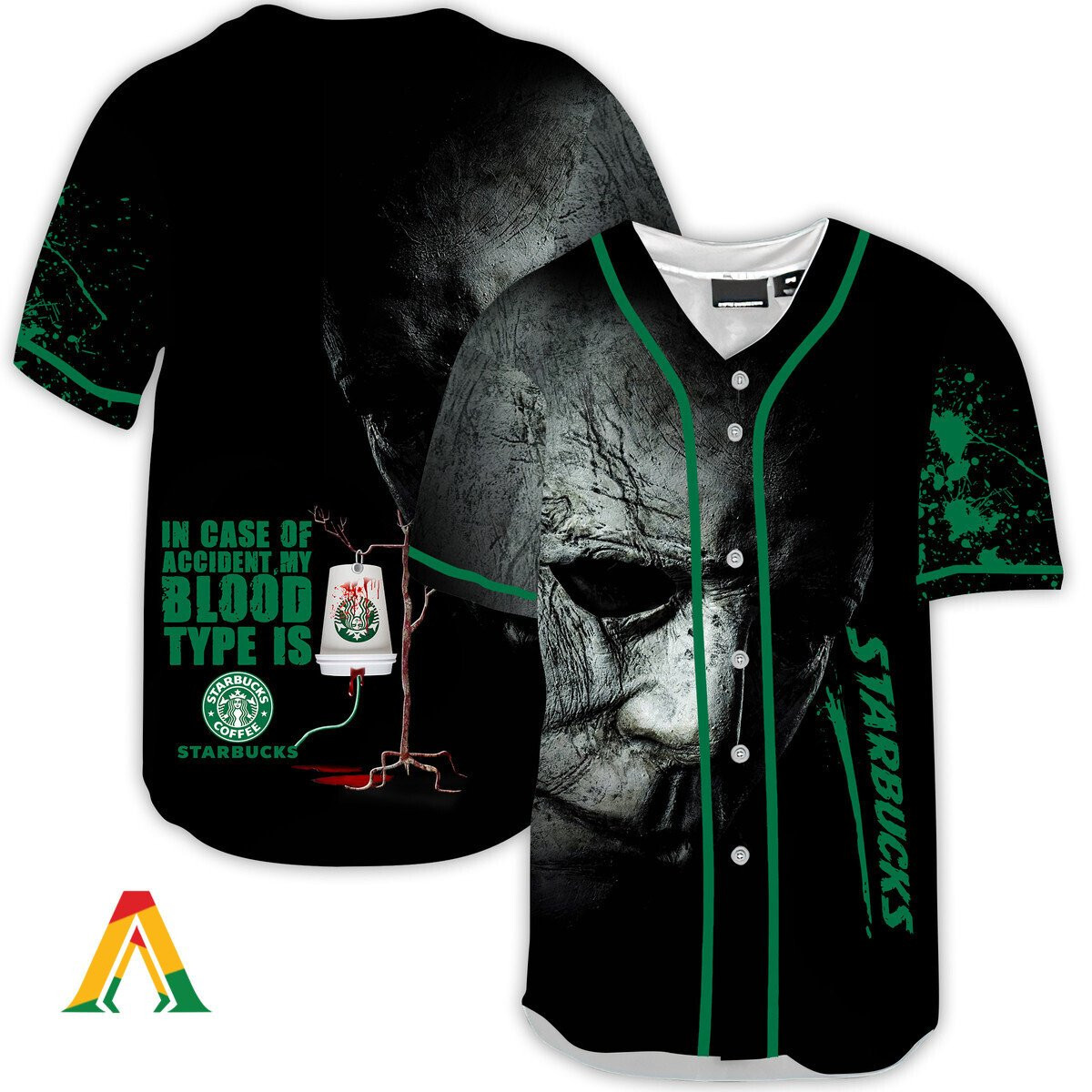 Halloween Horror Michael Myers Starbucks Baseball Jersey