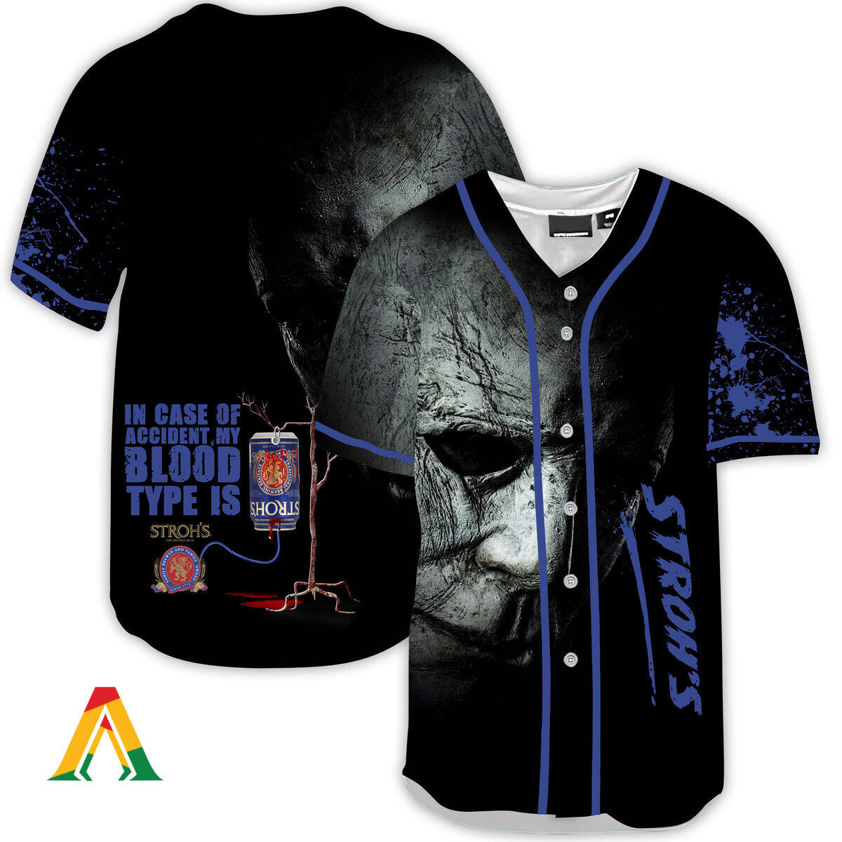 Halloween Horror Michael Myers Strohs Beer Baseball Jersey