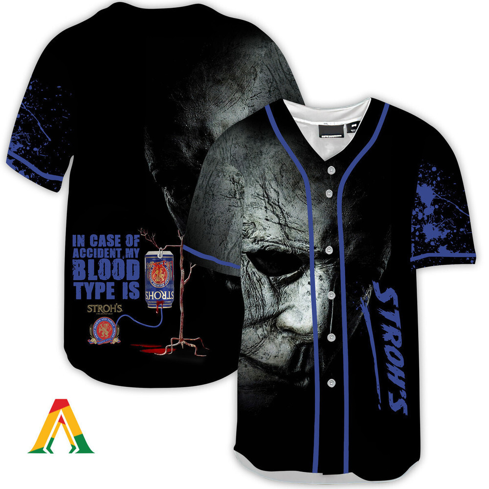 Halloween Horror Michael Myers Strohs Beer Baseball Jersey Unisex Jersey Shirt for Men Women