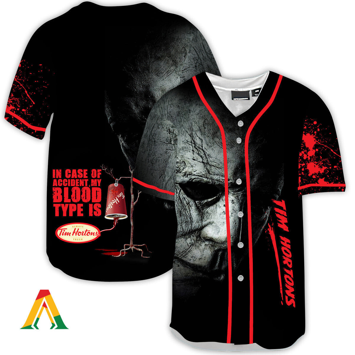Halloween Horror Michael Myers Tim Hortons Baseball Jersey, Unisex Jersey Shirt for Men Women