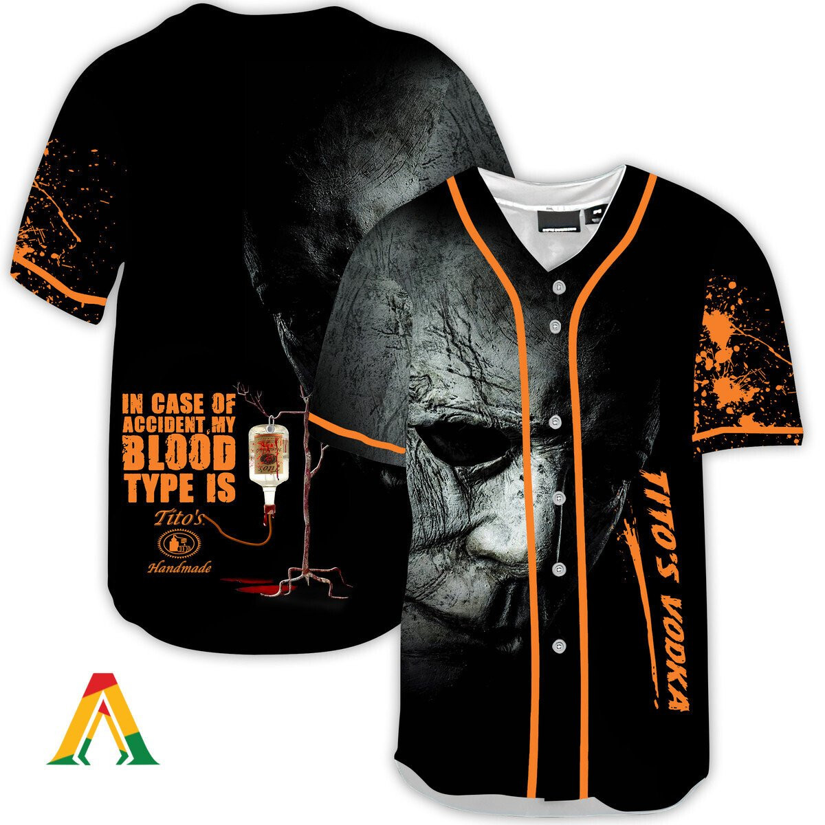 Halloween Horror Michael Myers Titos Vodka Baseball Jersey, Unisex Jersey Shirt for Men Women