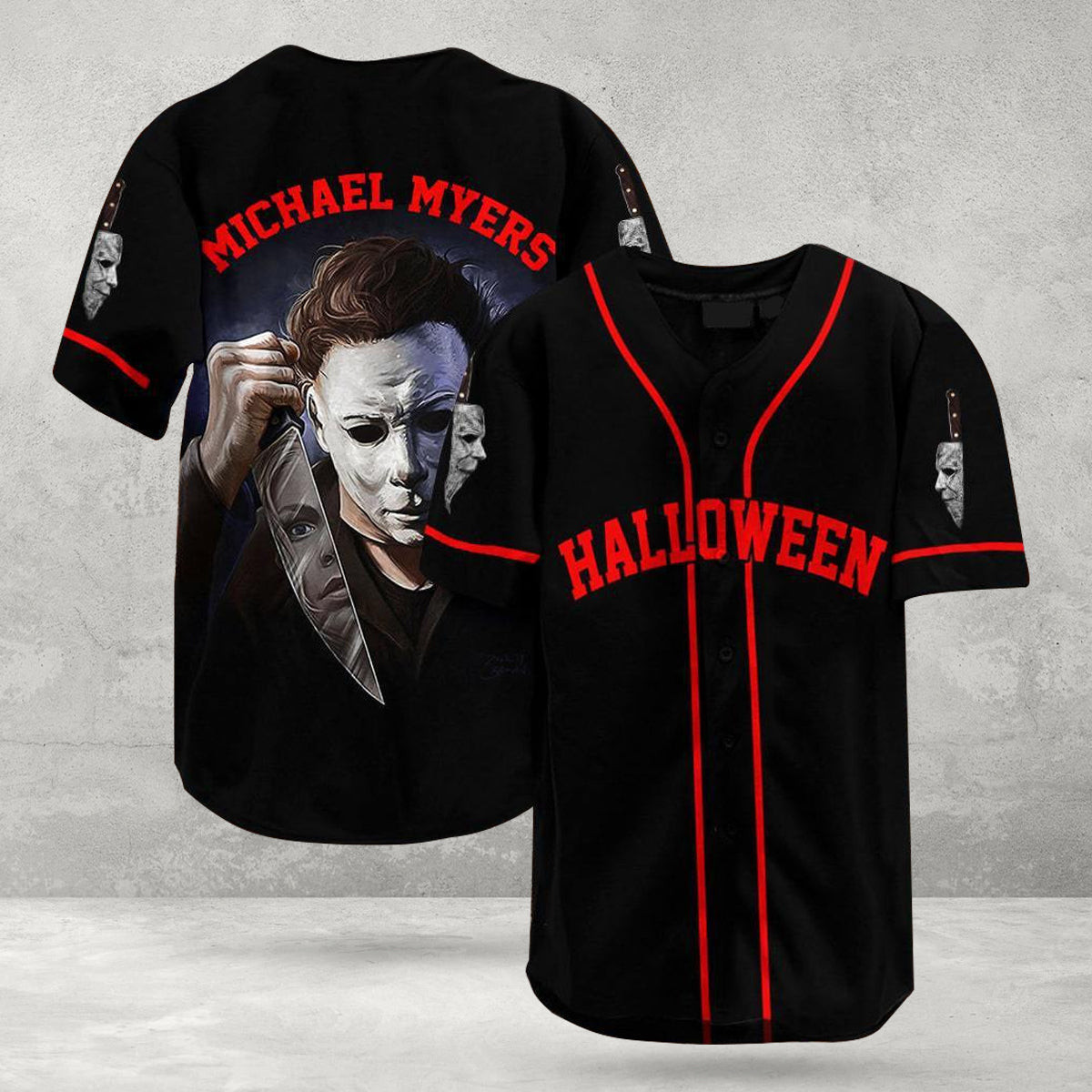 Halloween Michael Myers Killer Baseball Jersey, Unisex Baseball Jersey for Men Women