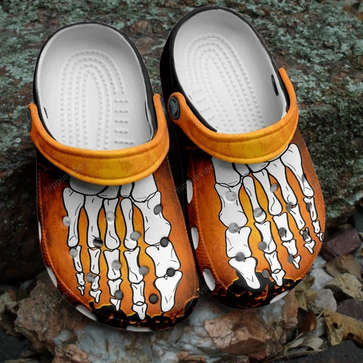Halloween Skeleton Foot For Men And Women Rubber Crocs Clog Shoes Comfy Footwear