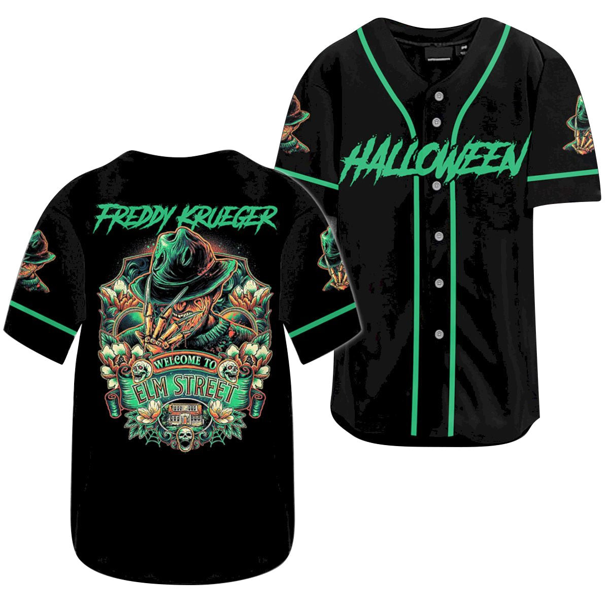 Halloween Welcome To Elm Street Freddy Krueger Jersey Shirt, Unisex Baseball Jersey for Men Women
