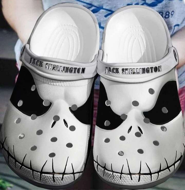 Halloween White Jack Skellington Face Horror Movie Crocs Crocband Clogs