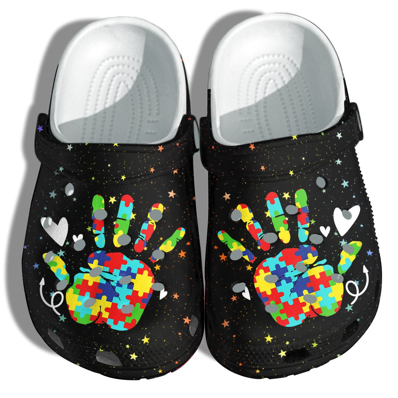 Hand Puzzle Autism Awareness Crocs Clogs Shoes Gifts For Birthday Christmas