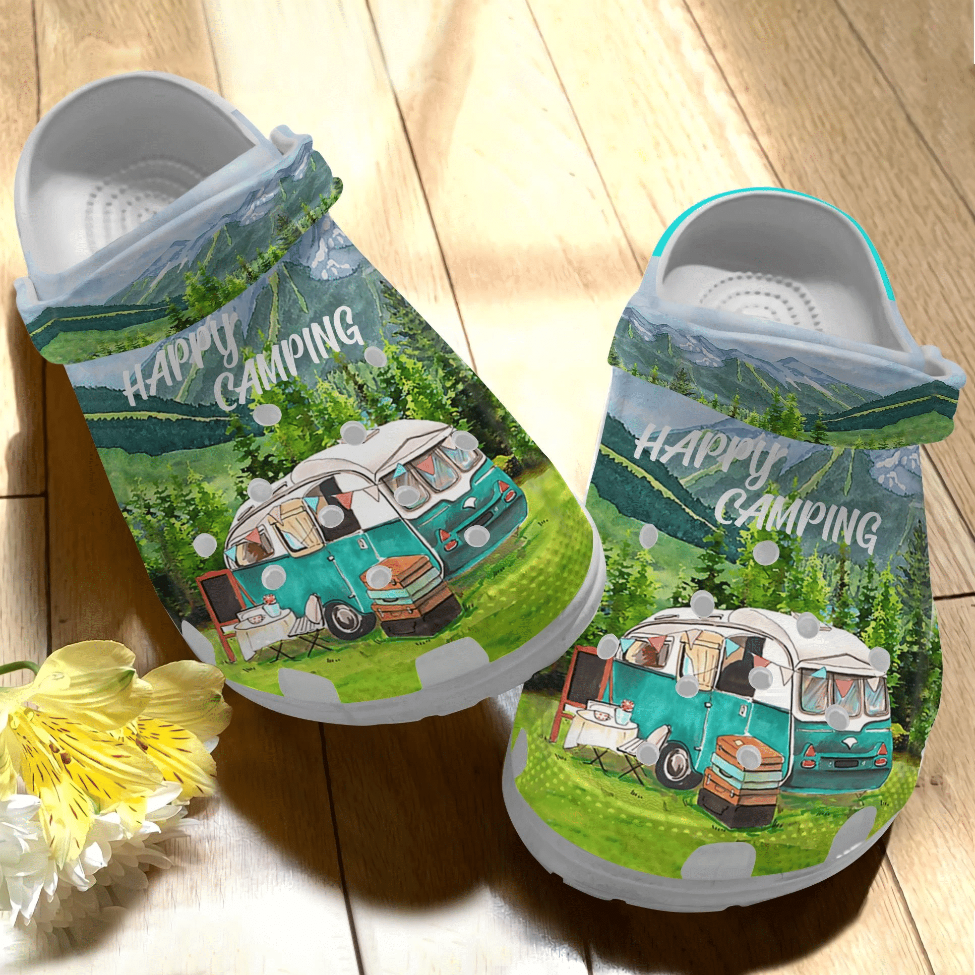 Happy Camping Shoes Clog Camping Art Crocs Crocbland Clog