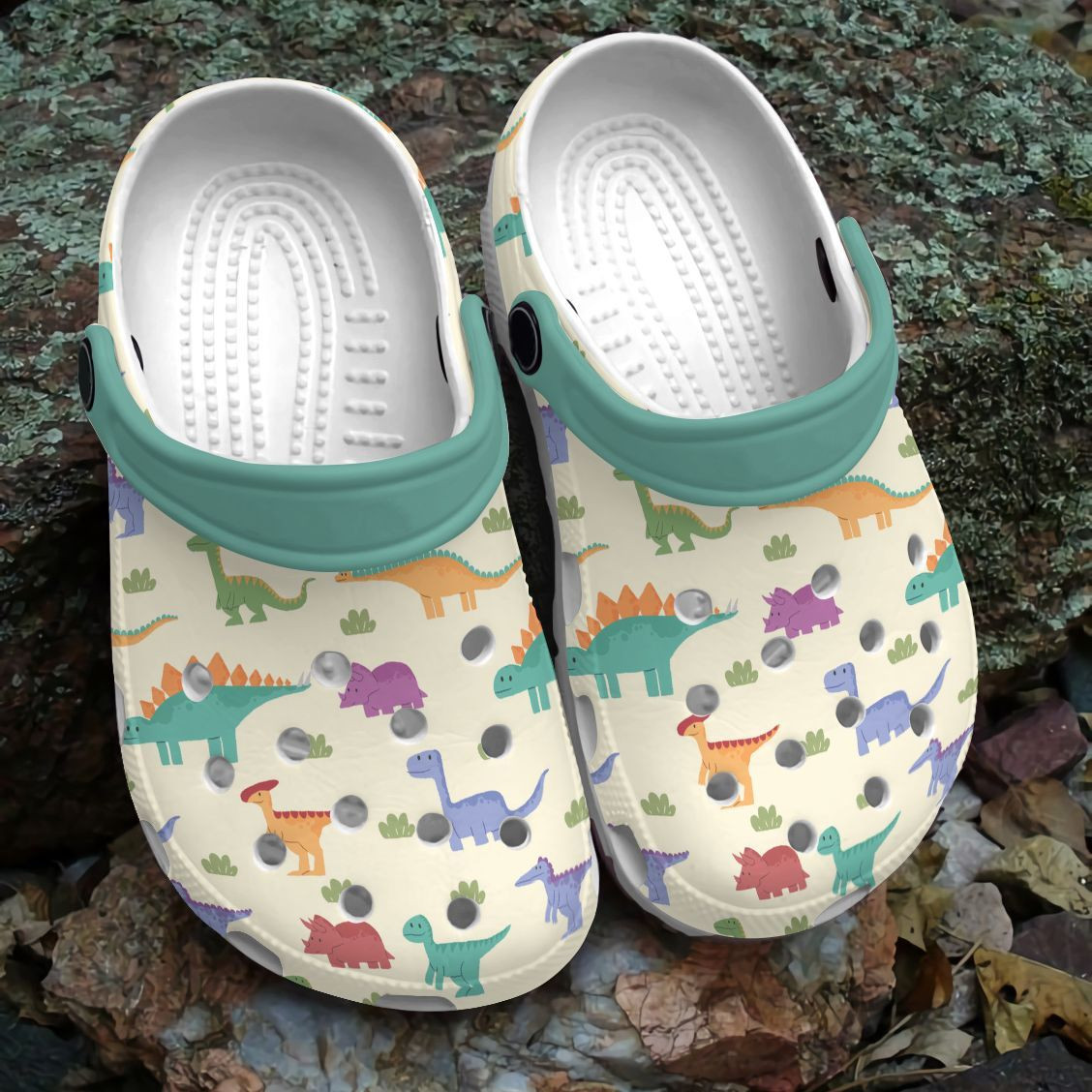 Happy Dinosaur Personalized Clog Custom Crocs Comfortablefashion Style Comfortable For Women Men Kid Print D