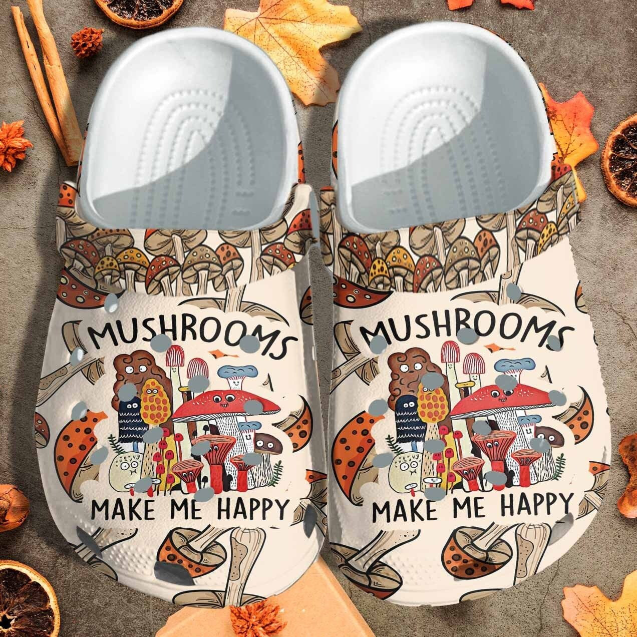 Happy Mushrooms Crocs Shoes Clogs Gift For Boy Girl – Make Me Happy Custom Crocs Shoes Clogs Birthday Gift For Son Daughter