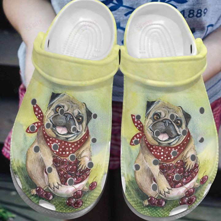 Happy Pug Crocs Classic Clogs Shoes