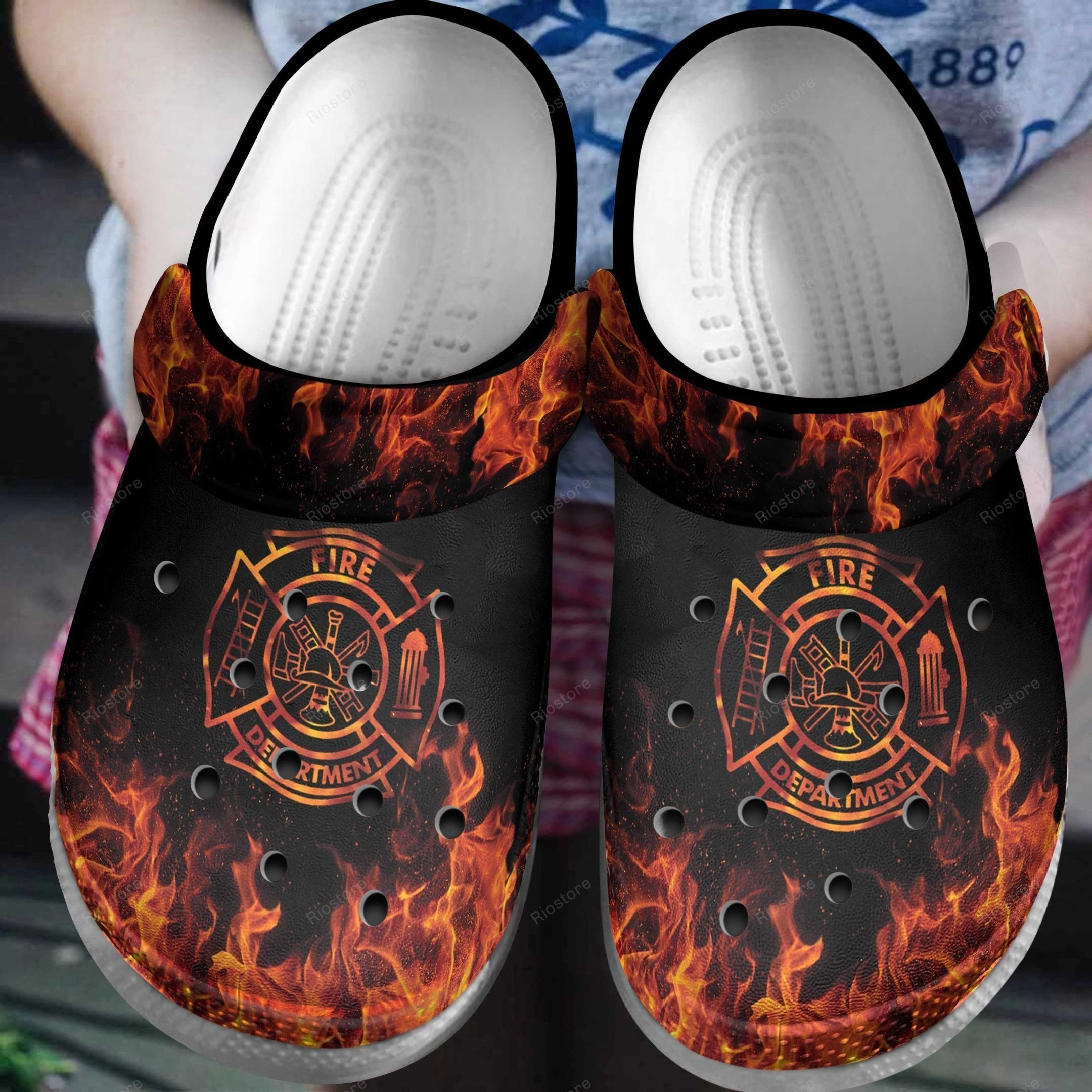 Heat Flame Shoes - Fire Department Crocs Clogs Birthday Gifts For Father