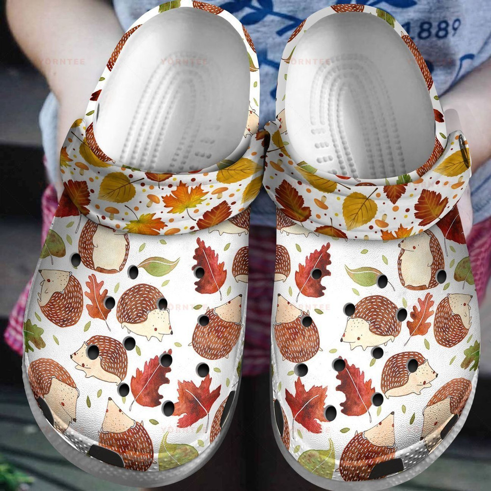 Hedgehog Autumn Is Here Gift For Lover Rubber Crocs Clog Shoes Comfy Footwear