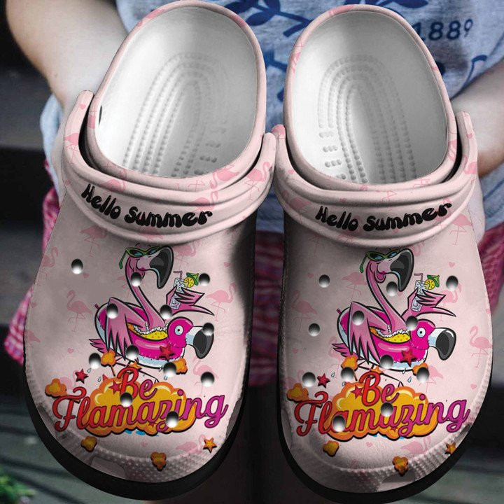 Hello Summer Shoes Be Flamazing Summer Crocs Clogs For Girl Friend Flamazing