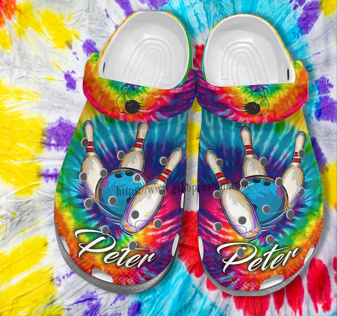 Hippie Bowling Team Crocs Shoes For Men Women- Rainbow Bowling Shoes Croc Clogs Customize Name