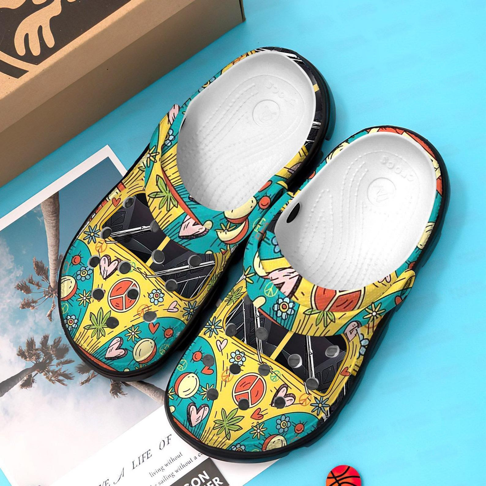Hippie Car Crocs Shoes - Don Not Worry Be Happie Shoes Crocbland Clog Gifts For Boy Girl