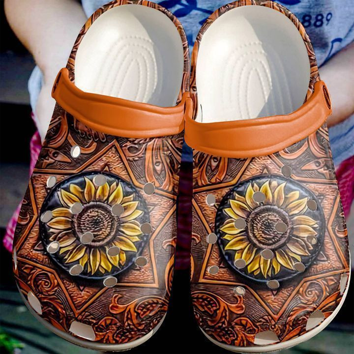Hippie Carved Sunflower Crocs Clog Shoes