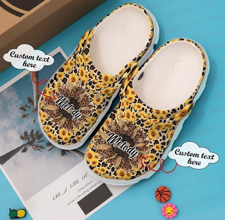 Hippie Cheetah Sunflower Crocs Classic Clogs Shoes