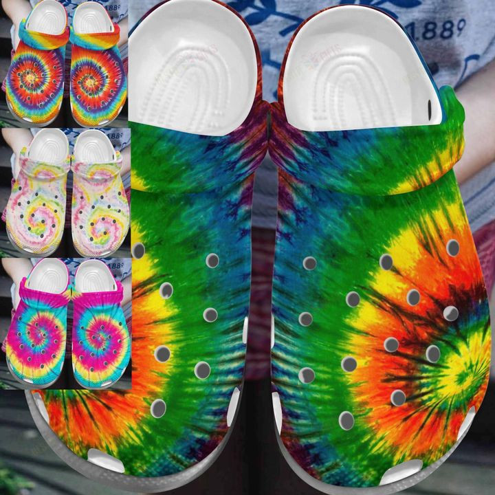 Hippie Crocs Classic Clog Whitesole Tie Dye Shoes PANCR0626