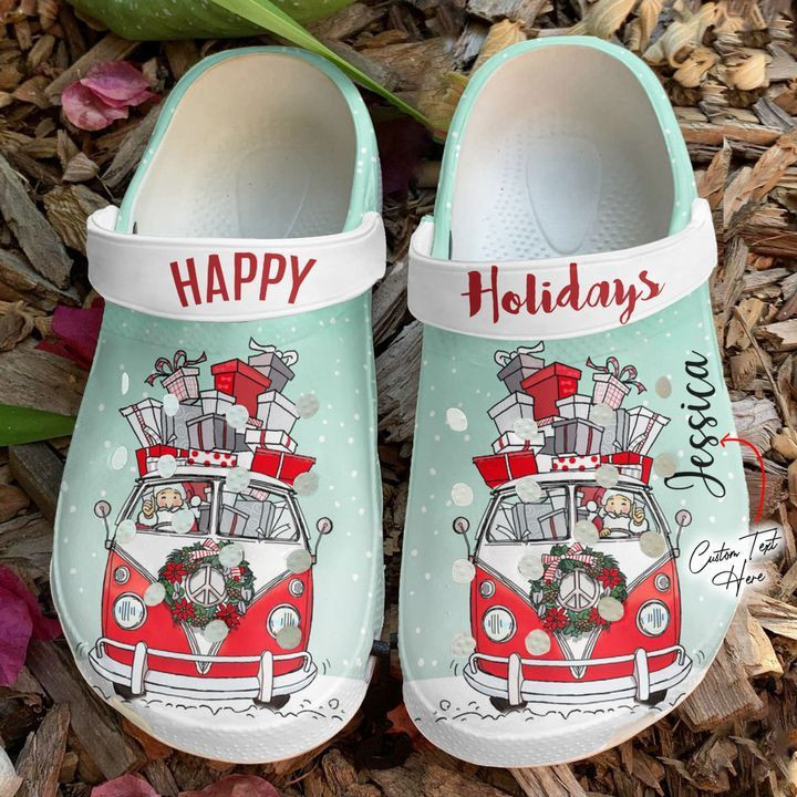 Hippie Crocs - Hippie Personalized Happy Holidays Crocs Clog Shoes For Men And Women