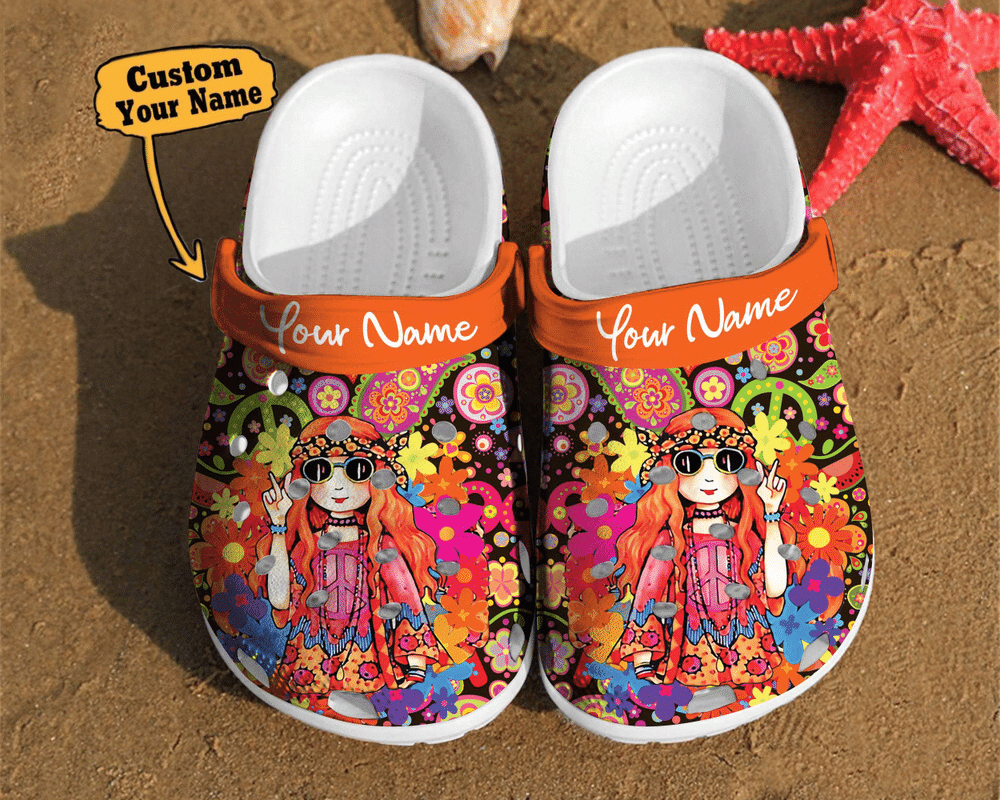Hippie Crocs - Personalized Hippie Girl Comfortable Women Classic Style Birthday Clog Shoes For Men And Women