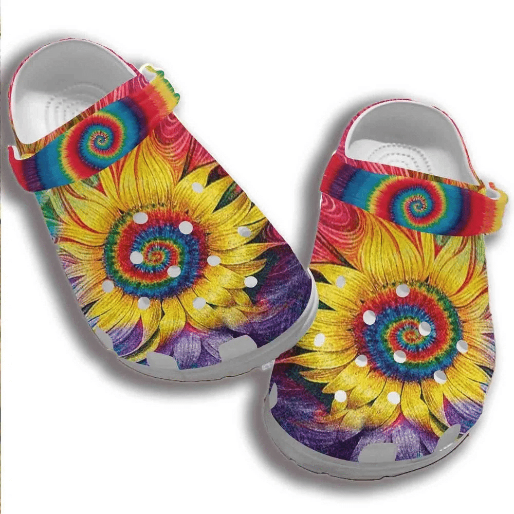 Hippie Cute Sunflower Colorful Gift For Lover Rubber Crocs Clog Shoes Comfy Footwear