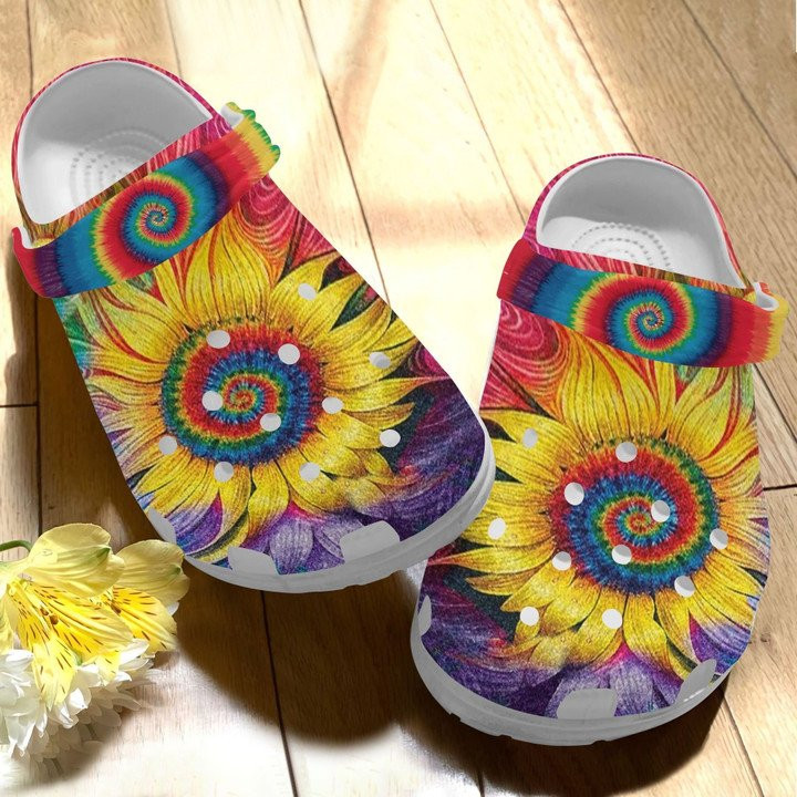 Hippie Cute Sunflower Crocs Shoes Crocbland Clogs