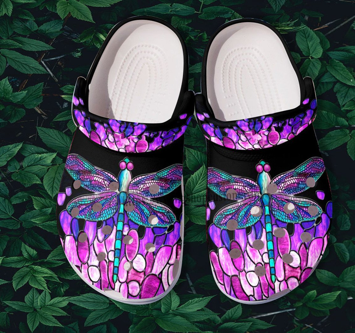 Hippie Dragonfly Purple Crocs Shoes - Dragonfly Twinkle Hippie Croc Clogs Shoes Gift Birthday