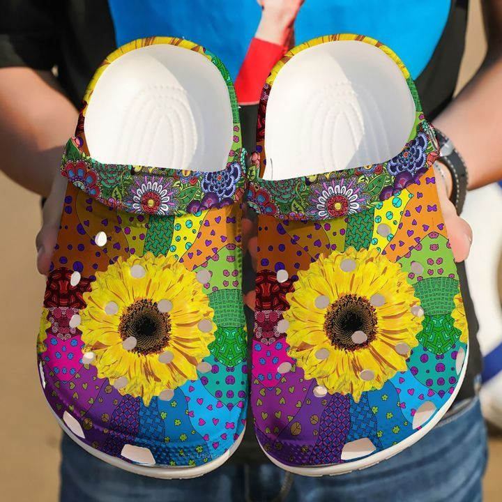 Hippie Flower Child Crocs Crocband Clog Comfortable For Mens Womens Classic Clog Water Shoes