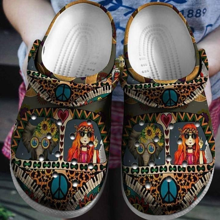 Hippie Girl Camping Bus Crocs Crocband Clog Comfortable For Mens Womens Classic Clog Water Shoes