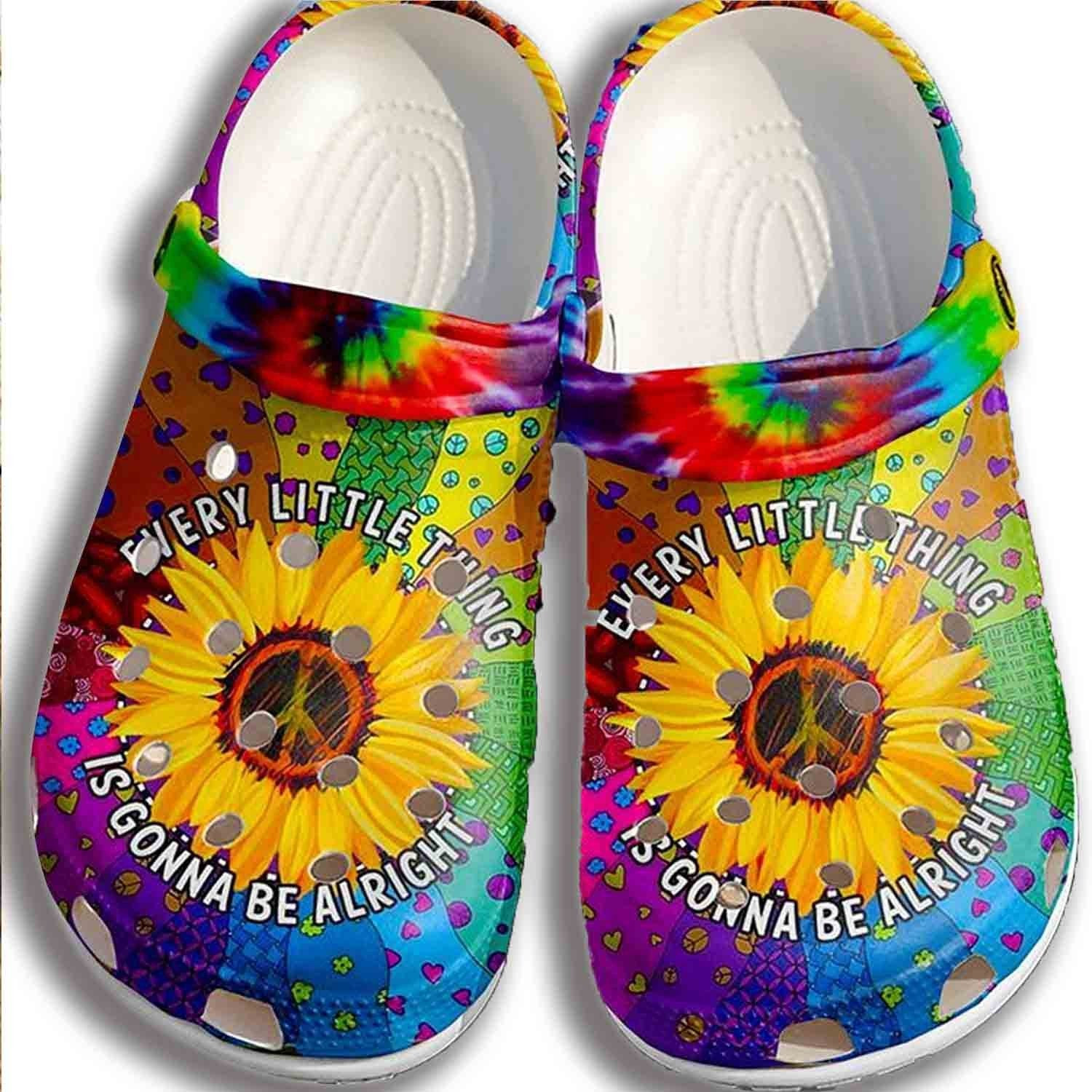 Hippie Gonna Be Alright Sunflower Crocs Shoes Crocbland Clogs Gifts