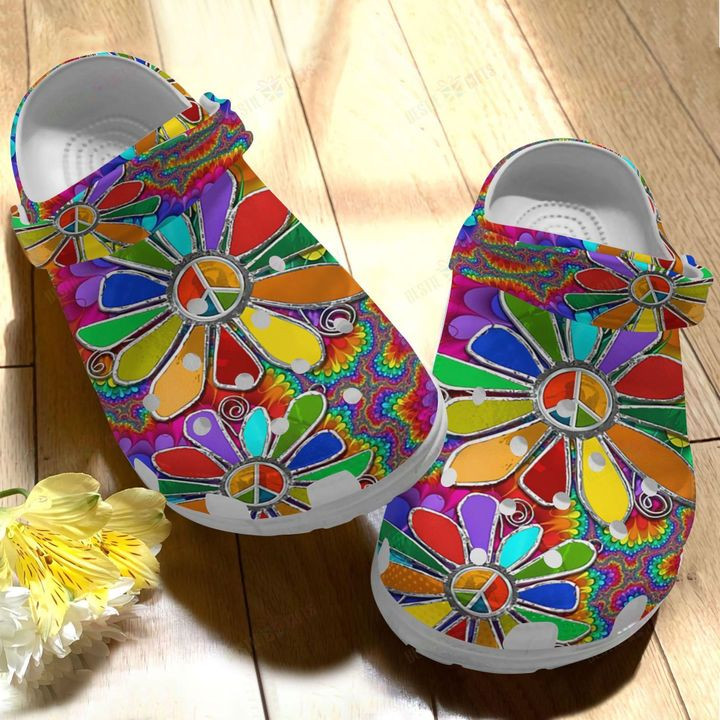 Hippie Gorgeous Flower Crocs Classic Clogs Shoes