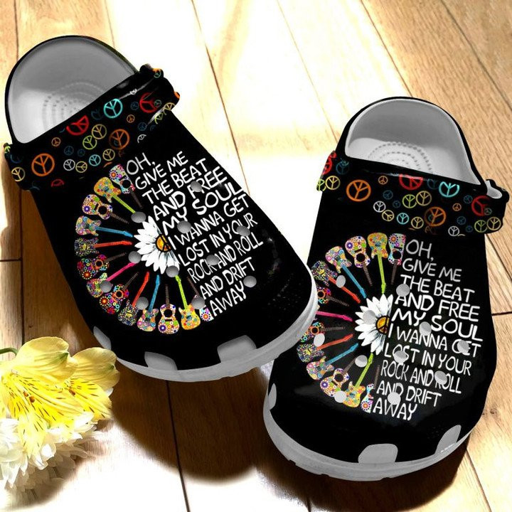 Hippie Guitar Free My Soul Clogs Crocs Shoes Gift For Men Women HGuitar