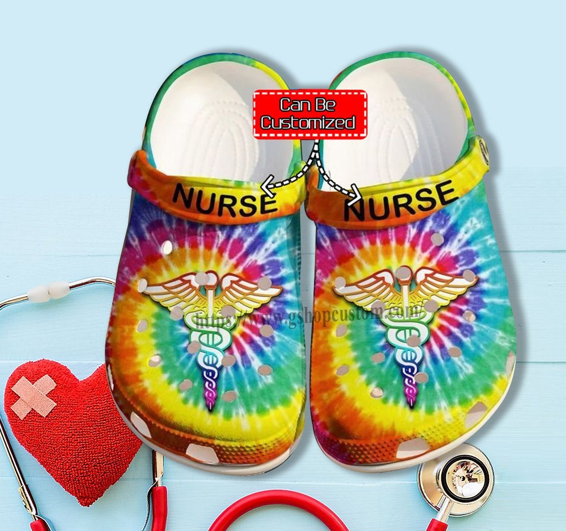 Hippie Nurse Rainbow Color Crocs Shoes Gift Women Girl - Nurse Peace Hippie Shoes Croc Clogs Customize