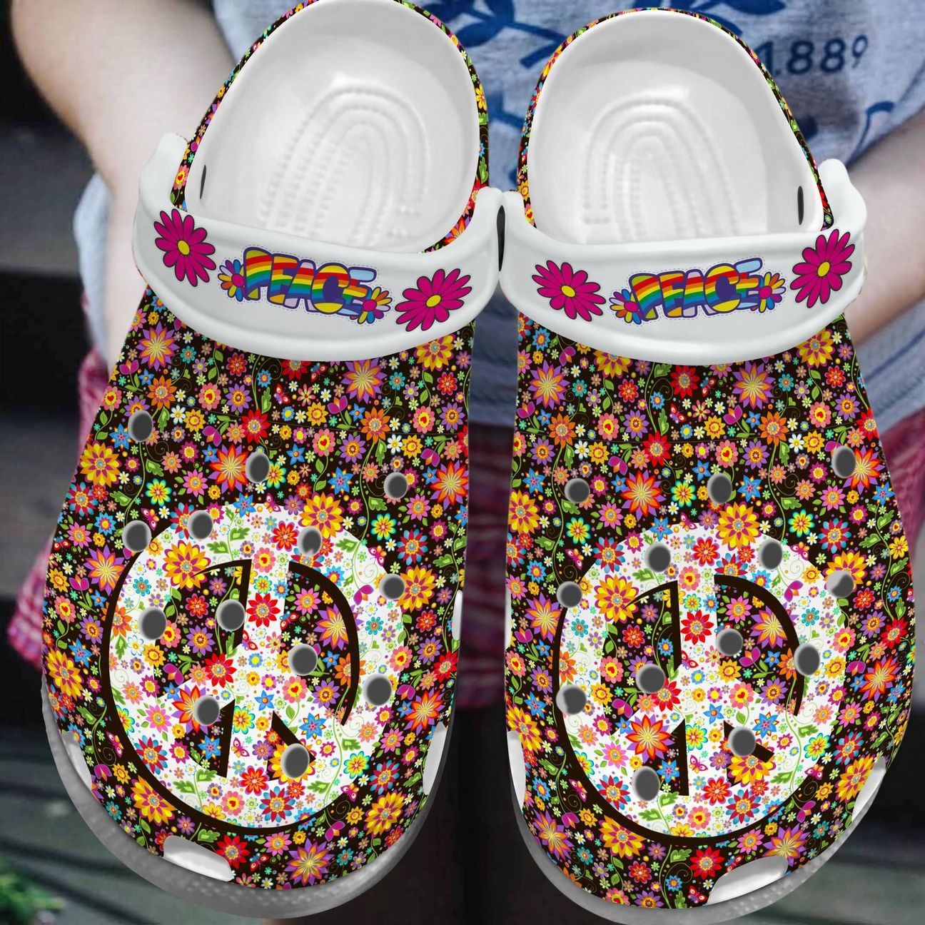 Hippie Personalized Clog Custom Crocs Comfortablefashion Style Comfortable For Women Men Kid Print 3D Flowery Hippie