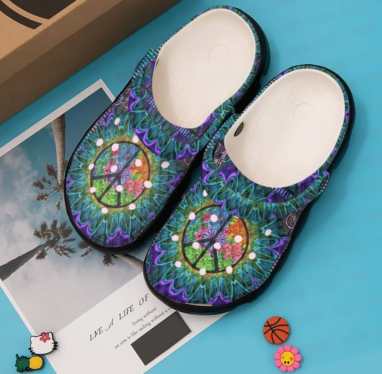 Hippie Personalized Clog Custom Crocs Comfortablefashion Style Comfortable For Women Men Kid Print 3D Purple Flower