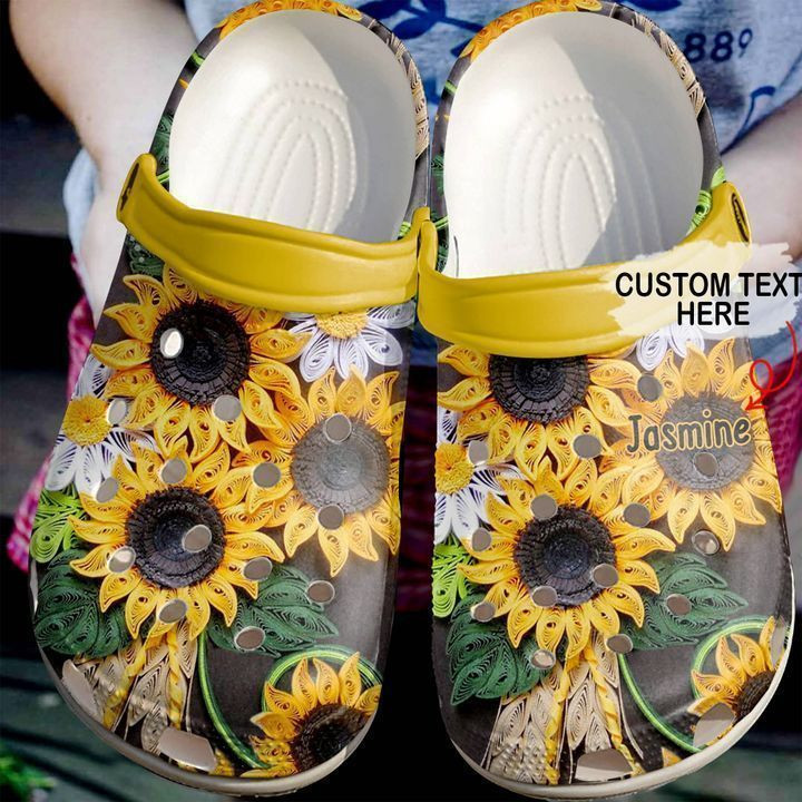 Hippie Personalized Sunflower Art Crocs Clog Shoes