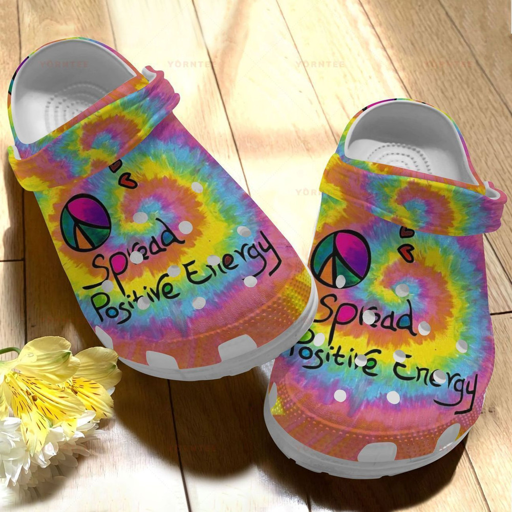 Hippie Positive Energy Gift For Lover Rubber Crocs Clog Shoes Comfy Footwear