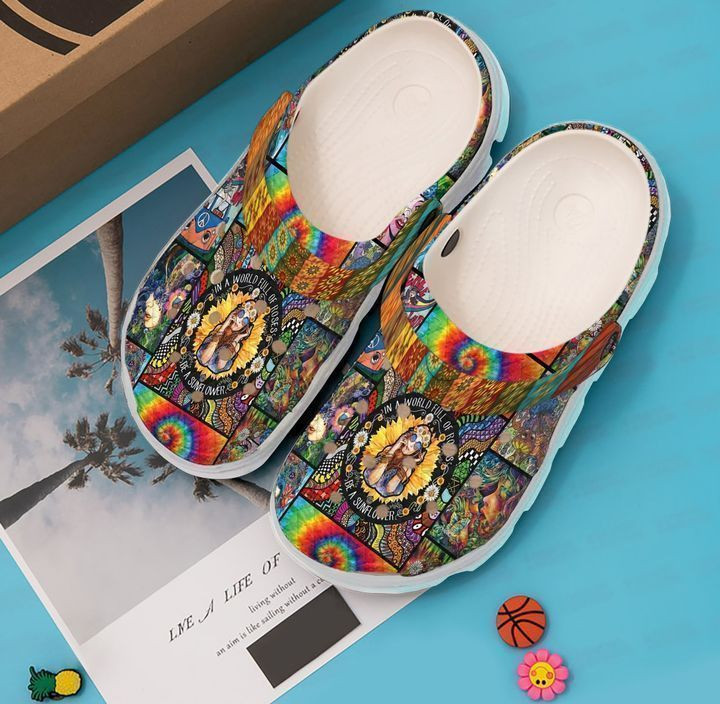Hippie Sunflower Girl Crocs Clog Shoes